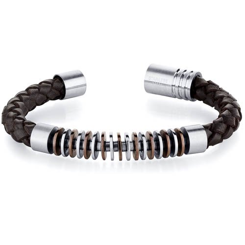 Mens Contemporary Chocolate Rings Round Woven Leather Bracelet Free Shipping