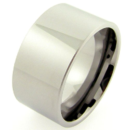 Tungsten Carbide Men's Ladies Unisex Ring Wedding Band 12MM Flat Pipe Cut Like Polished Shiny Comfort Fit (Available in Sizes 8 to 15) SIZE 8.5