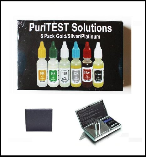 Custom Jewelry Test Kit: Complete Set PuriTEST Acid Testers, Test Stone, and Electronic Coin Scale with Warranty