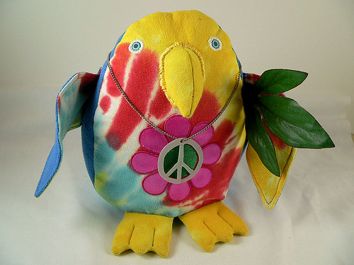 Tie-dye Tillie, the Peace Parrot