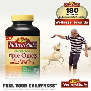 Nature Made Triple Omega 3 6 9 - Fish, Flaxseed, Safflower & Olive Oils - 180ct