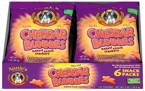 Annie's Homegrown Cheddar Bunnies Baked Crackers, 1-Ounce Snack Packs in 6-Count Boxes (Pack of 6)