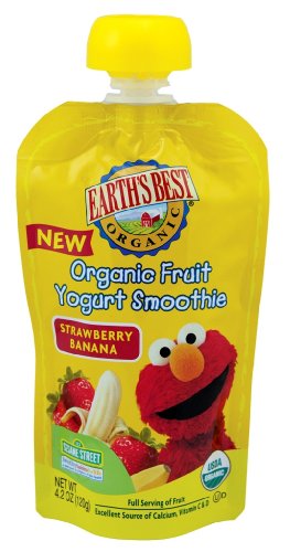 Earth's Best Organic Fruit Yogurt Smoothie, Strawberry Banana, 4.2-Ounce Pouches (Pack of 12)