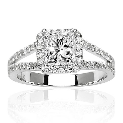 Halo Style Double Row Pave Set Diamond Engagement Ring with a 0.91 Carat F SI3 EGL USA Certified Center Stone and 0.45 Carats of Side Diamonds (1.36 Cttw)