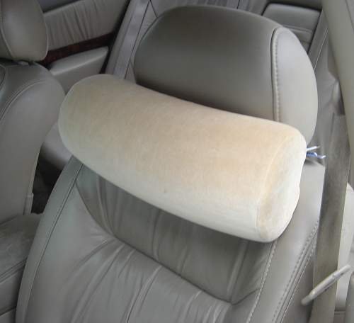 Memory Foam Car Neck Pillow With Headrest Strap (TAN)