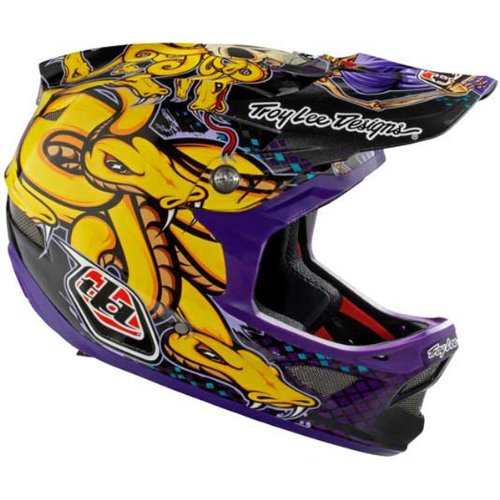 Troy Lee Designs Medusa CF D3 Carbon Bike Racing BMX Helmet w/ Free B&F Heart Sticker - Purple / Medium