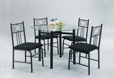 Charming Table and Chairs Dining Set, Black Finish