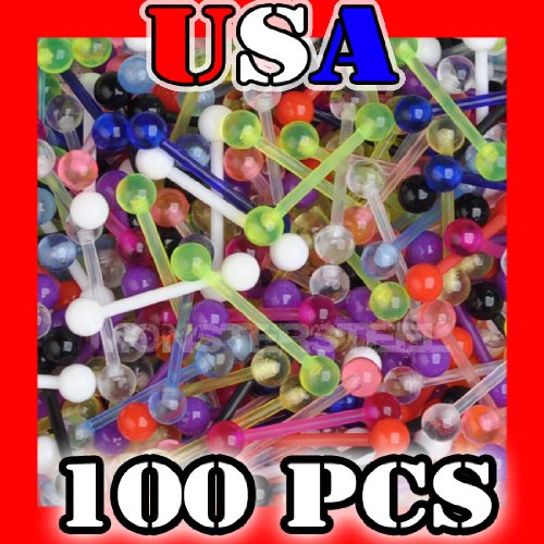 BIOFLEX Wholesale LOT 100 Tongue Rings Barbell FLEXIBLE