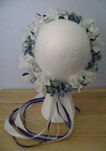 Blue, White, and Silver Flower Head Wreath