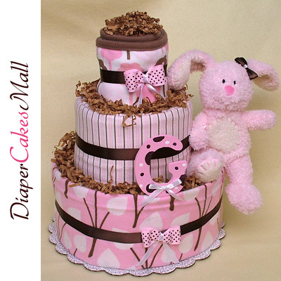 CHOCOLATE BUNNY DIAPER CAKE! front view