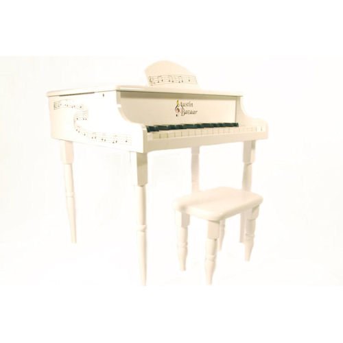 Barcelona Kids 30 Keys Baby Grand Piano with Matching Bench - White
