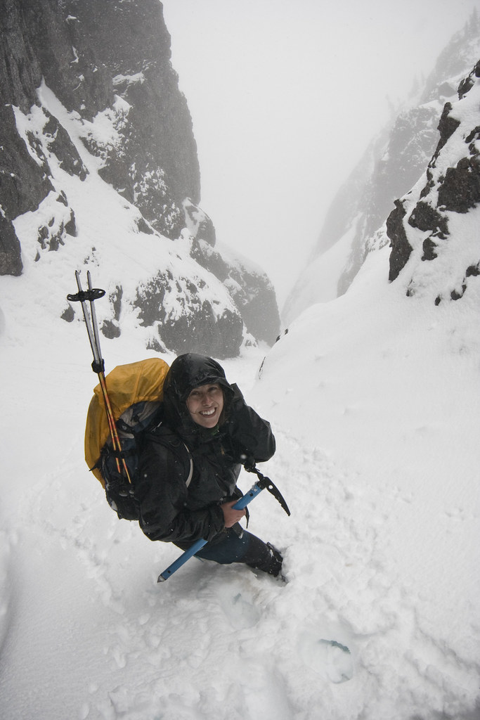 Mt. Arrowsmith Snow Gully - Climbing in a freak snowstorm in May-2