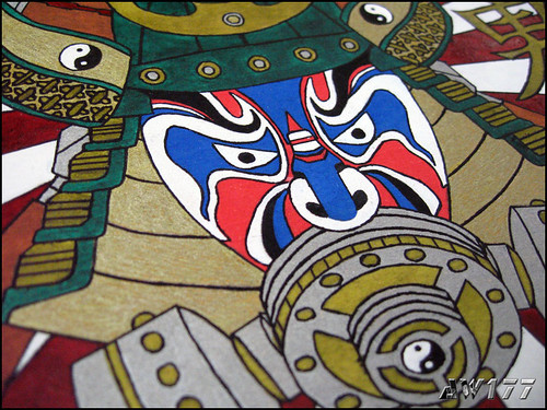 "Army Samurai" Custom 8"x10" Wood Painting