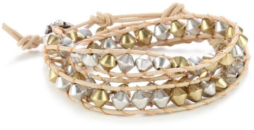 Lucky Brand Silver and Gold-Tone Metal Beaded Wrap Bracelet