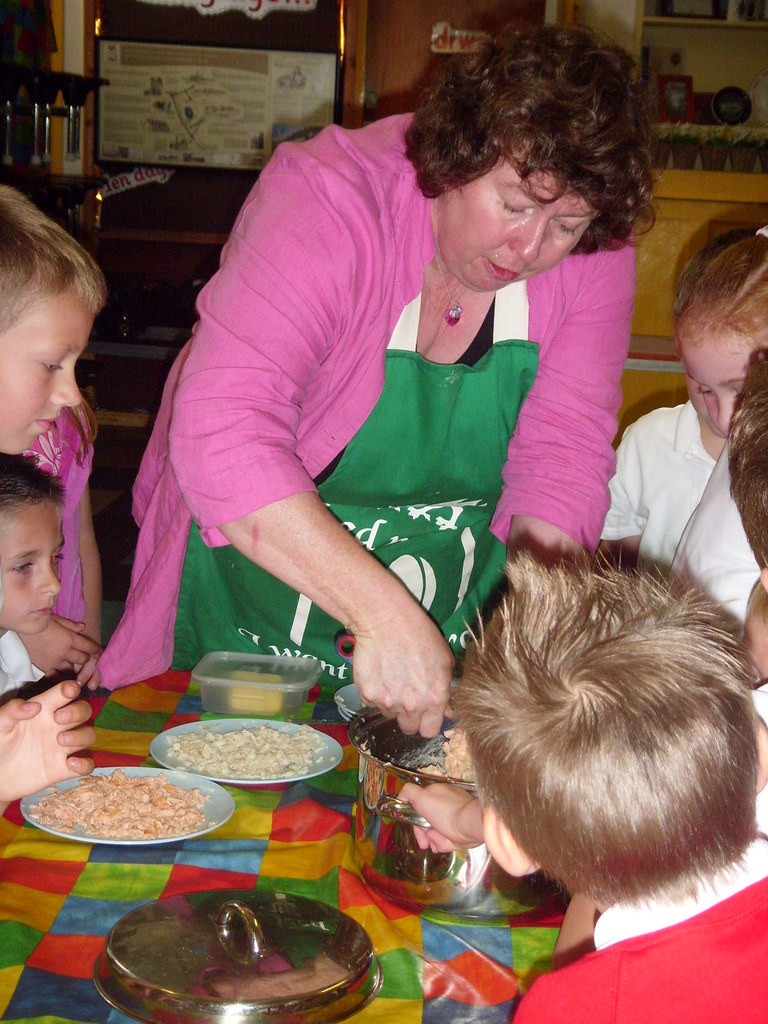 Cooking with Copperworks Nursery School children