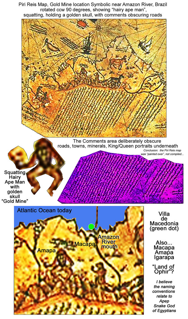 Piri Reis Map decipher... a Gold MIne near the Amazon is depicted as a 