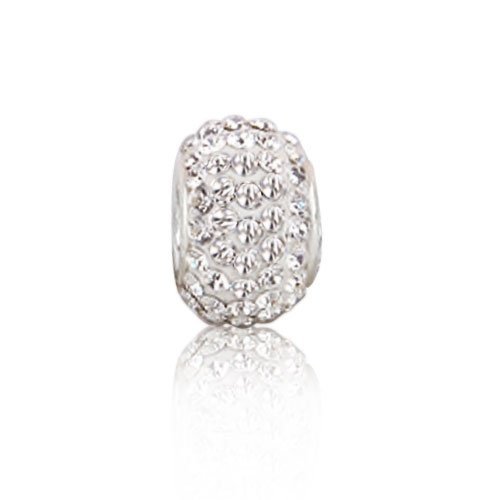 Bling Jewelry .925 Sterling Silver White Swarovski Crystal Bead Pandora Pugster Troll Chamilia Biagi Bead Compatible