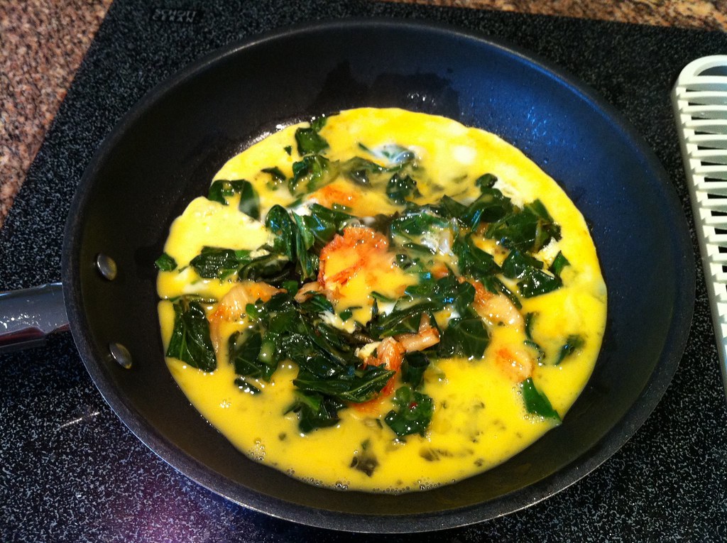 Leftover Collard Greens (with Kimchi) Omelette