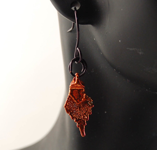 Iridescent Rose Gold Real Leaf Earrings