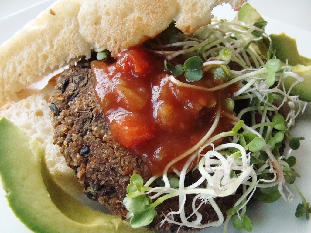 Black Bean Quinoa Burger with Habanero Salsa