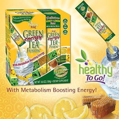 Green Tea Energy Fusion-Natural Organic Green Tea Mix, 30 Packets Honey-Lemon Flavor