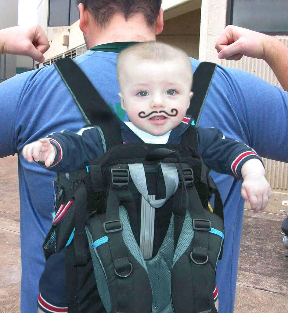 baby backpack mustache ambush