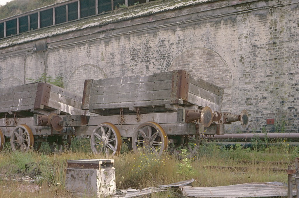 Swanscombe cement works - disused wooden wagons