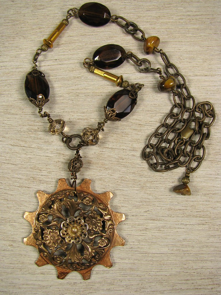 Bronze gear necklace