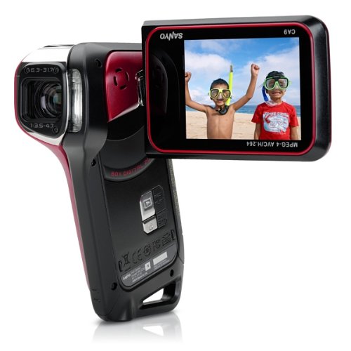 Sanyo Xacti VPC-CA9 GX High-Definition 720p Waterproof Camcorder, 9 MP, 5x Optical Zoom Dual Camera (Red)