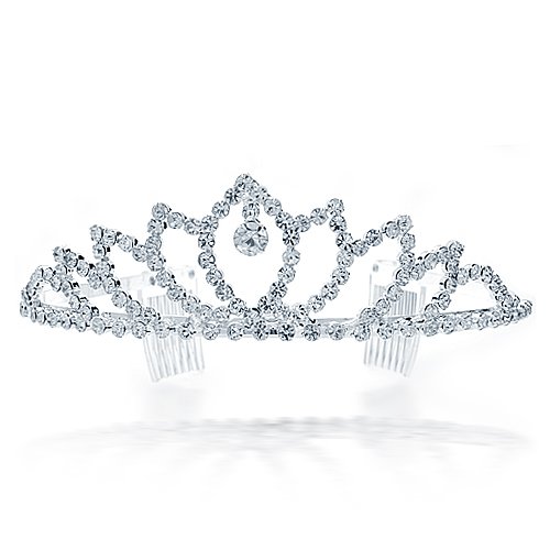 Bling Jewelry White Gold-Plated Crystal Drop Crown Bridal Tiara