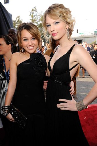 Miley Cyrus and Taylor Swift at the 51st Grammy Awards