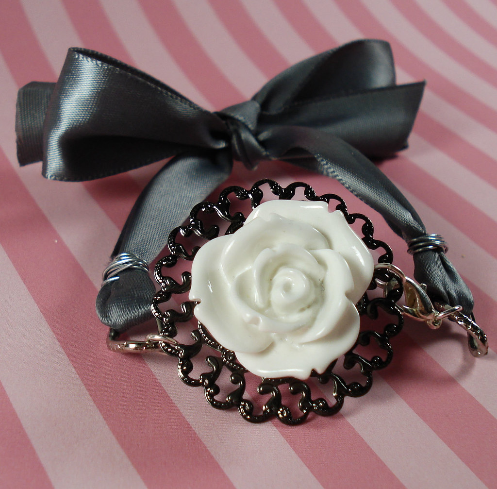 Romantic Roses and Ribbon Bracelet