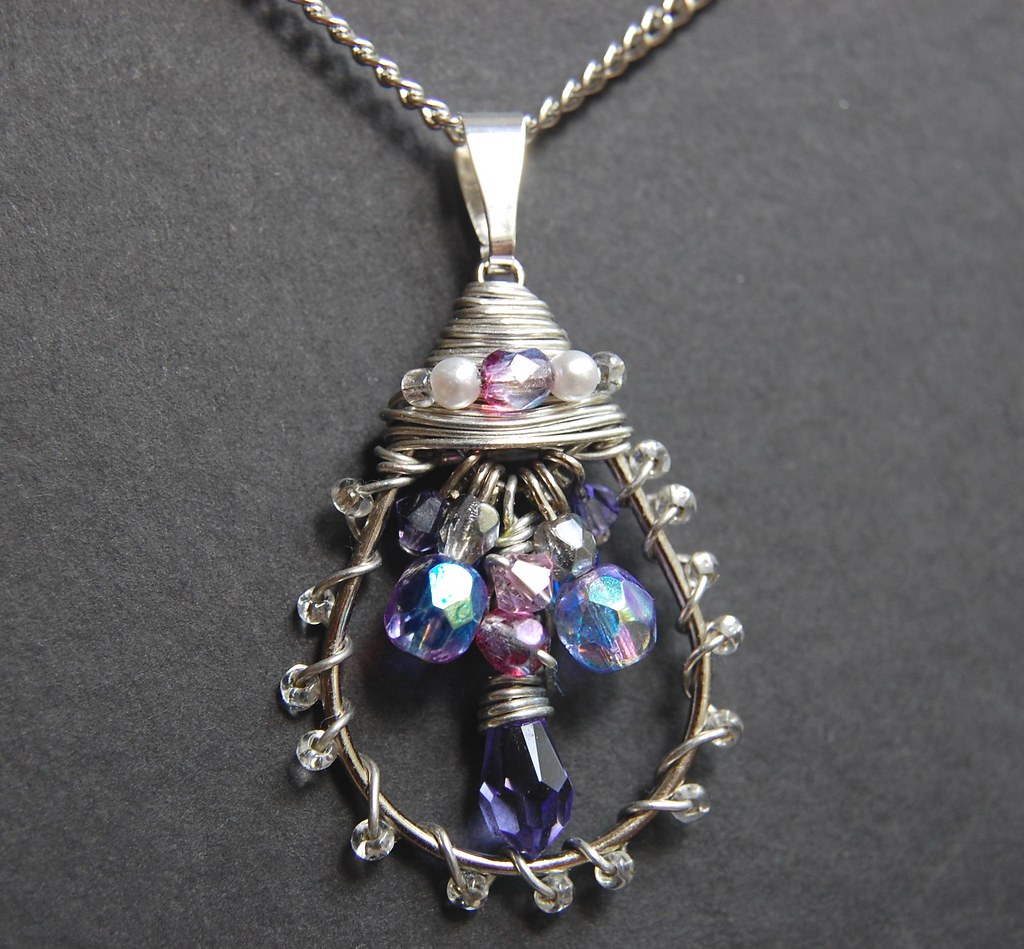 Sterling Silver Wire Wrapped Pendant Necklace