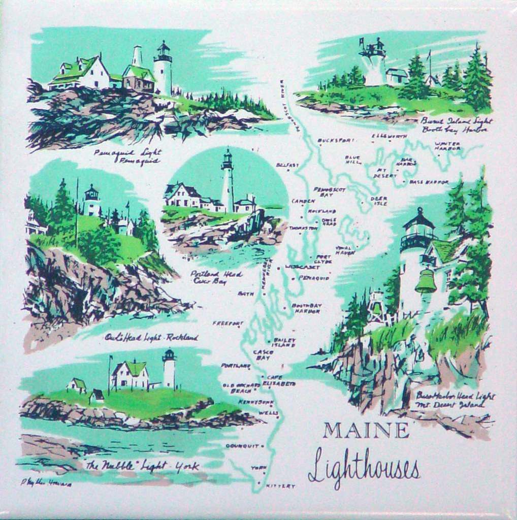 Maine Lighthouses Ceramic Trivet