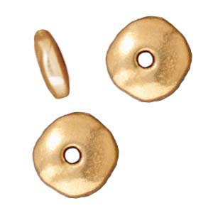 22K Gold Plated Pewter Nugget Heishe Spacer Beads 6mm (10)
