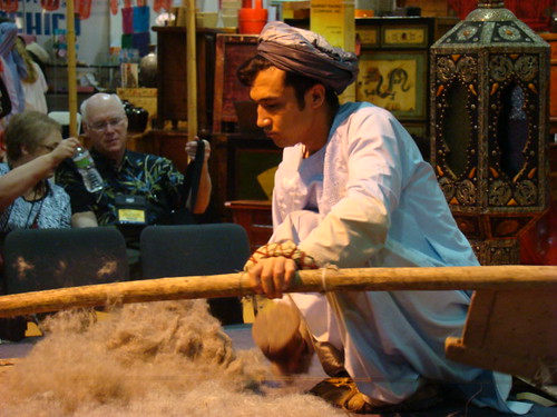 Traditional Afghan felt rug making on display at the California Gift Show July 2010