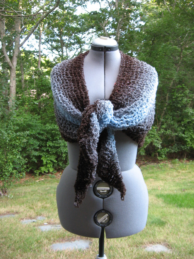 brown & blue wrap / shawl