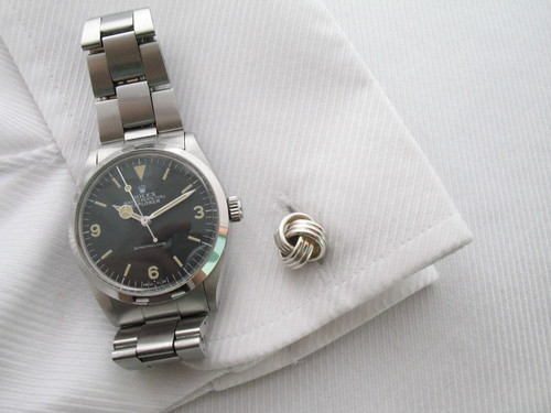 Rolex Explorer ref 5500 & classic sterling silver knot cufflinks from Links of London