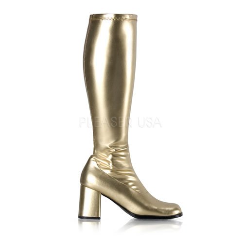 FUNTASMA by Pleaser Gogo-300 Womens Halloween Costume Sixties Dancer Disco Boots Shoes Gold