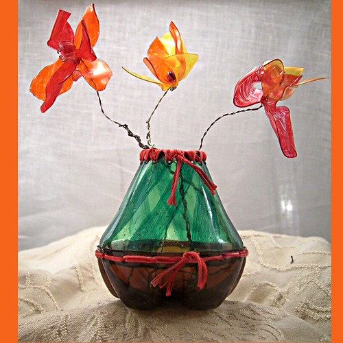 Orange and Red Flower Vase