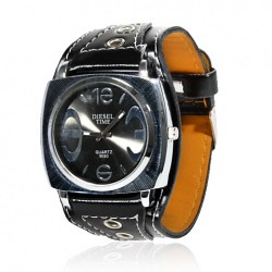 Exquisite Unisex Quartz Wrist Watch Timepieces with Synthetic Leather Band & Round Case