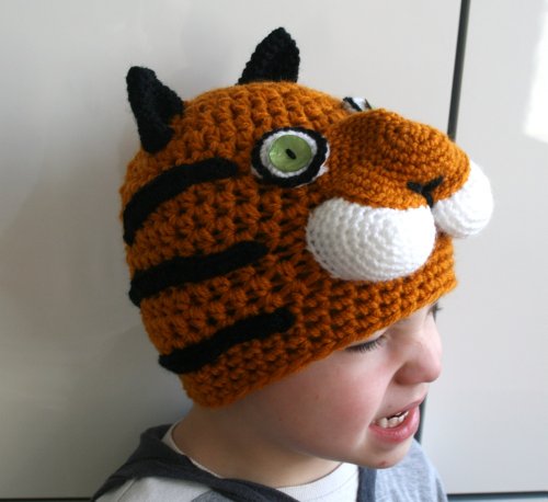 Crochet pattern tiger beanie hat 5 sizes newborn to adult (45) (crochet hat)