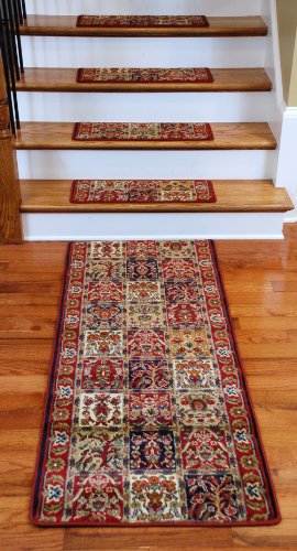 Premium Carpet Stair Treads - Panel Red Plus a Matching 5' Runner