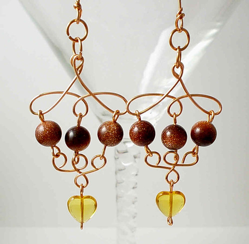 Copper & Goldstone Earrings