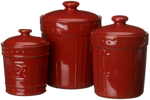 Signature Housewares Sorrento Set of 3 Canisters, Ruby