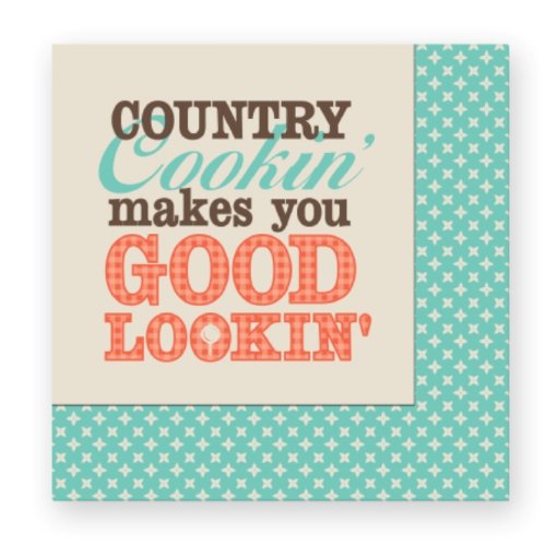 Paula Deen 3-Ply Beverage Napkins, Country Cookin' Makes You Good Lookin', 20-Count Per Package