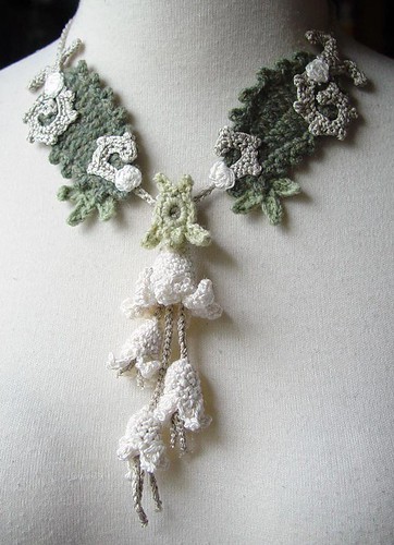 Crochet Necklace Art Nouveau Silk Cashmere