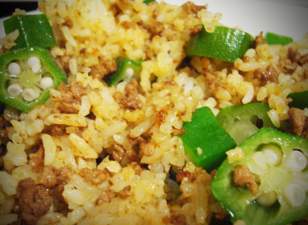 ground beef and okra fried rice