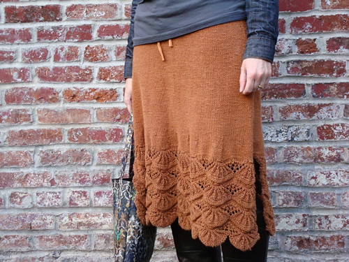 Cinnamon Hemp Skirt, partial side view