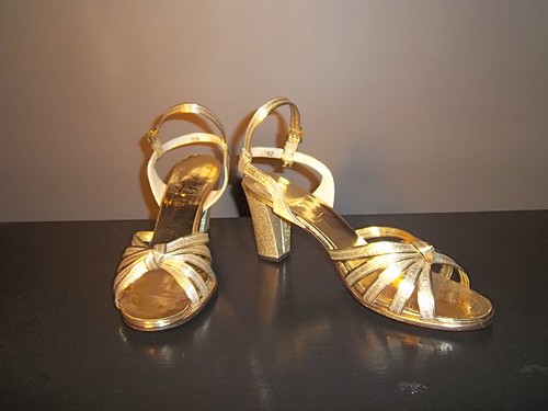 1960s Gold Metallic High Heel Sandals